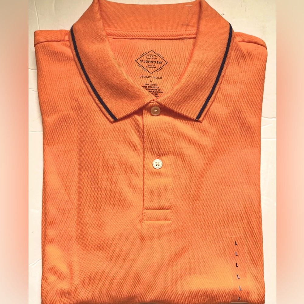 St John’s Bay Legacy Polo Short Sleeve Shirt Sz L, NEW